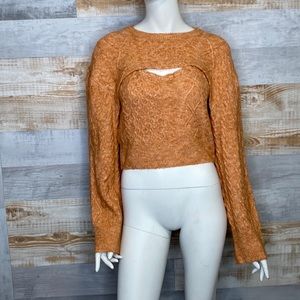 Free People Mercury Cable bolero sweater set orange size Medium